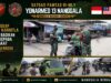 Antisipasi Dampak Karhutla, Pos Kotis Satgas Yonarmed 13/Nanggala Bersama Polsek Bagikan Masker Gratis kepada Warga Perbatasan